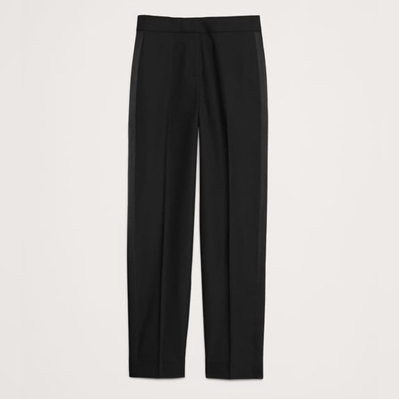NWT! Banana Republic Black Barathea Italian Wool Tapered Tuxedo Pant - 4 LONG🤎 - Picture 5 of 6